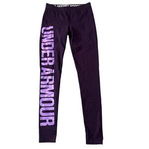 under armor spell out purple legging charged women's size small